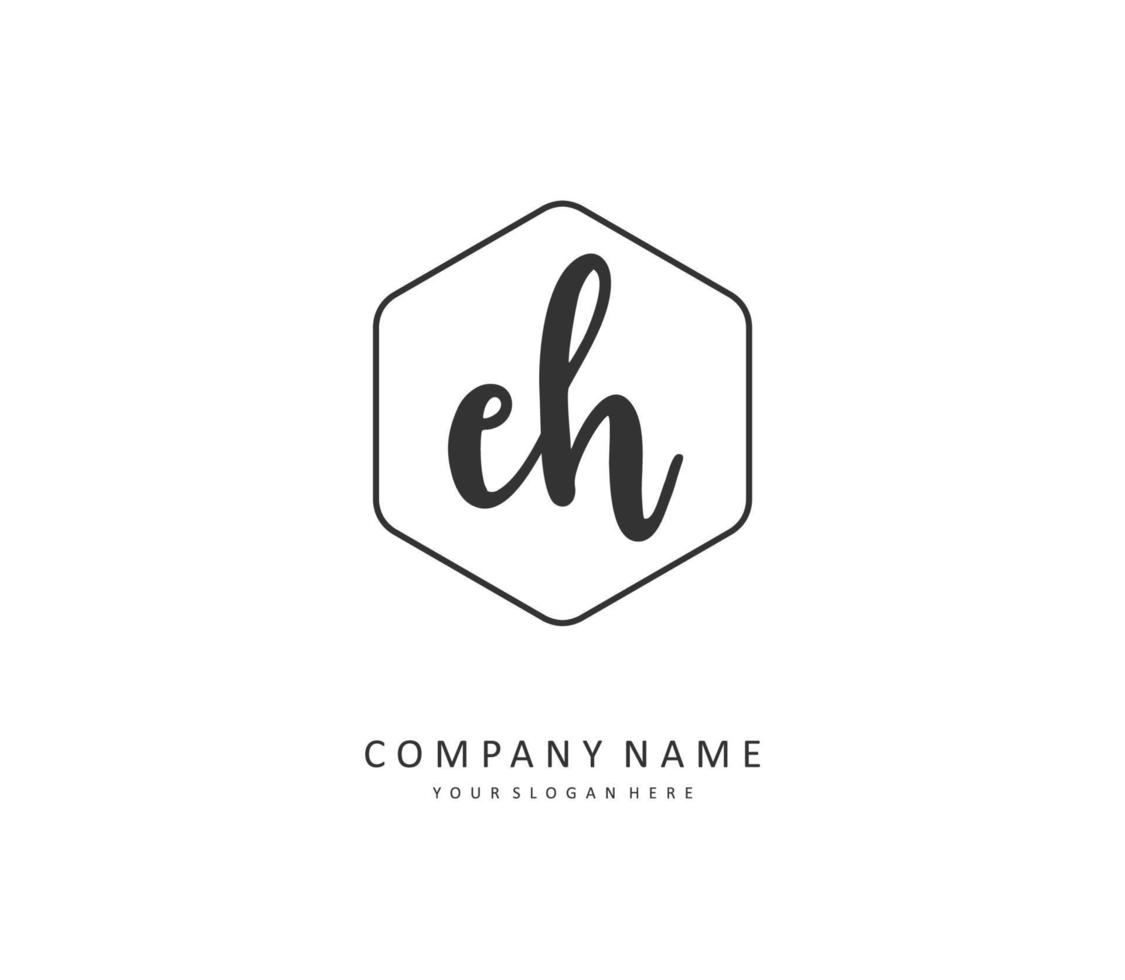 E H EH Initial letter handwriting and  signature logo. A concept handwriting initial logo with template element. vector