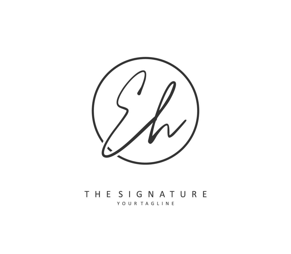 E H EH Initial letter handwriting and  signature logo. A concept handwriting initial logo with template element. vector