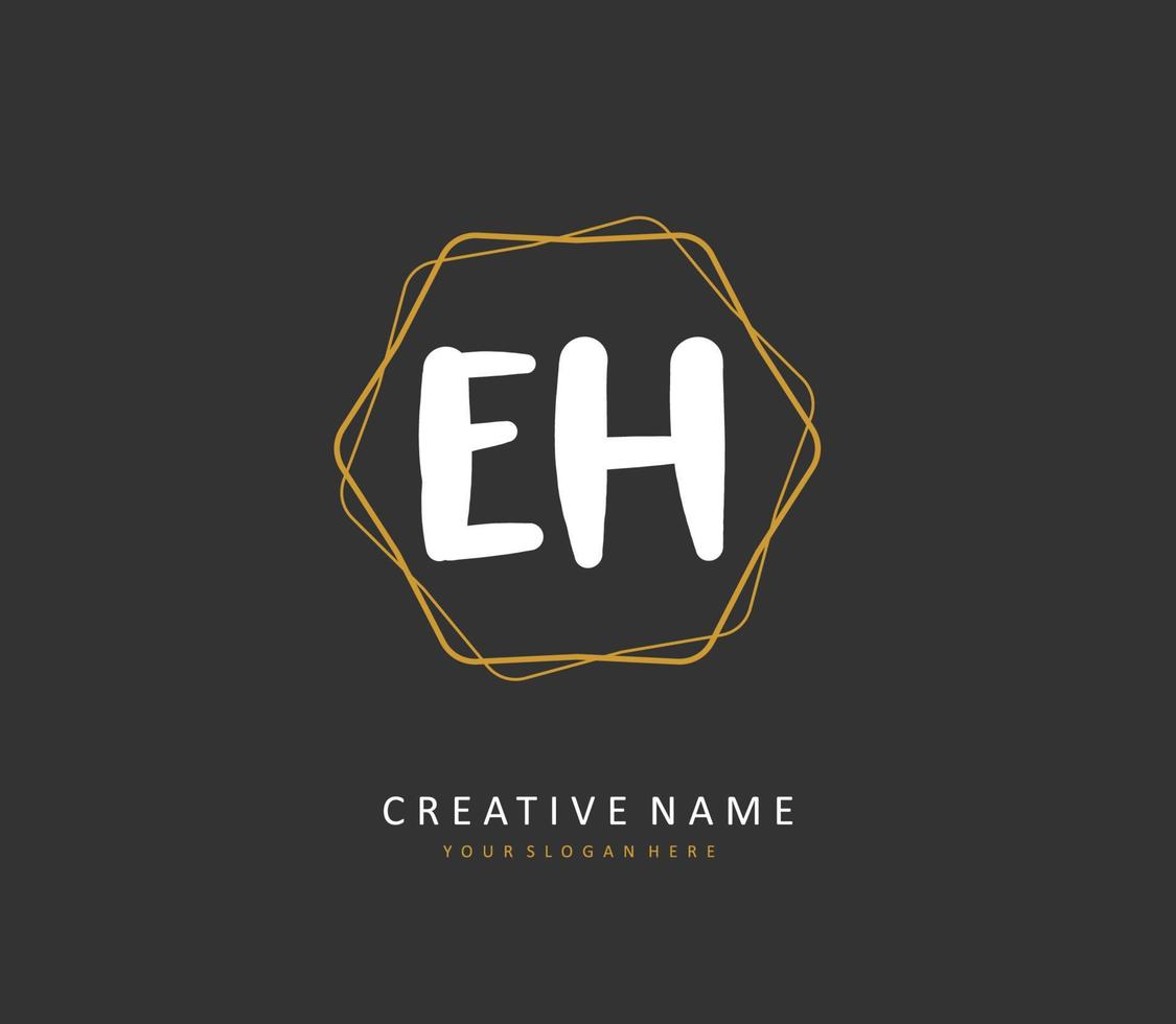 E H EH Initial letter handwriting and  signature logo. A concept handwriting initial logo with template element. vector