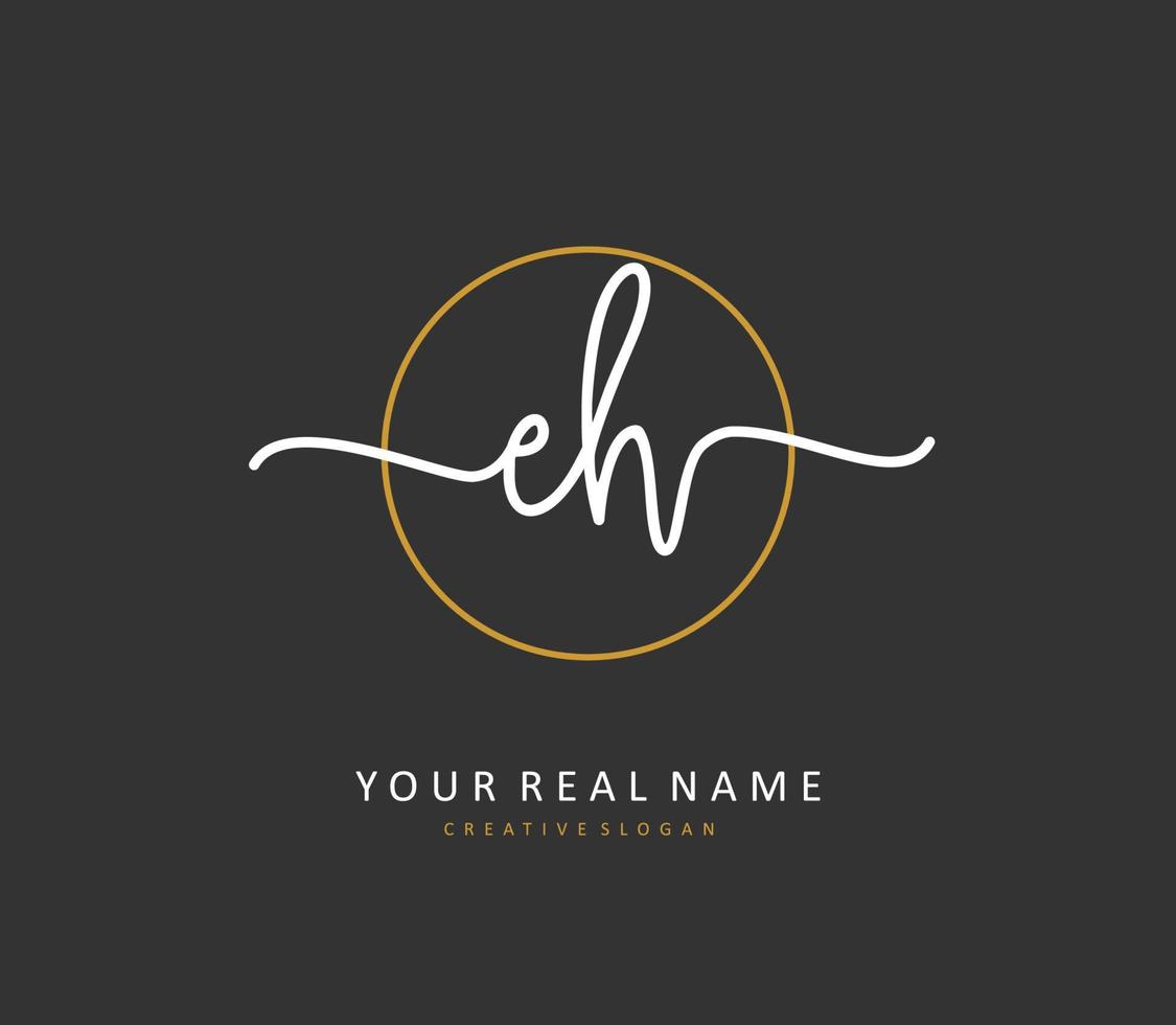 E H EH Initial letter handwriting and  signature logo. A concept handwriting initial logo with template element. vector