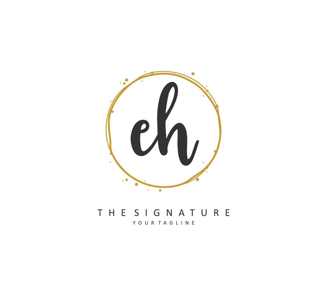 E H EH Initial letter handwriting and  signature logo. A concept handwriting initial logo with template element. vector