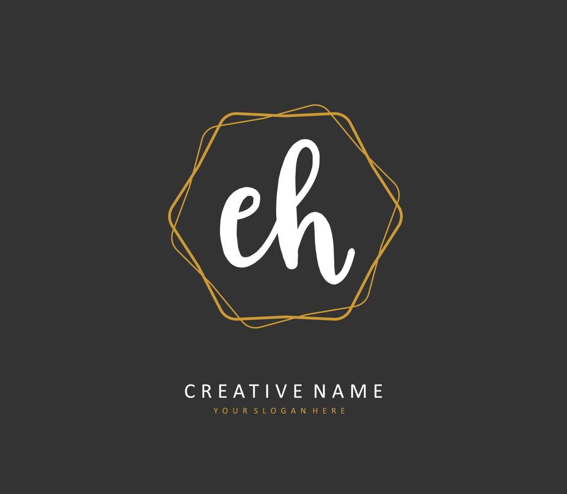 E H EH Initial letter handwriting and  signature logo. A concept handwriting initial logo with template element. vector