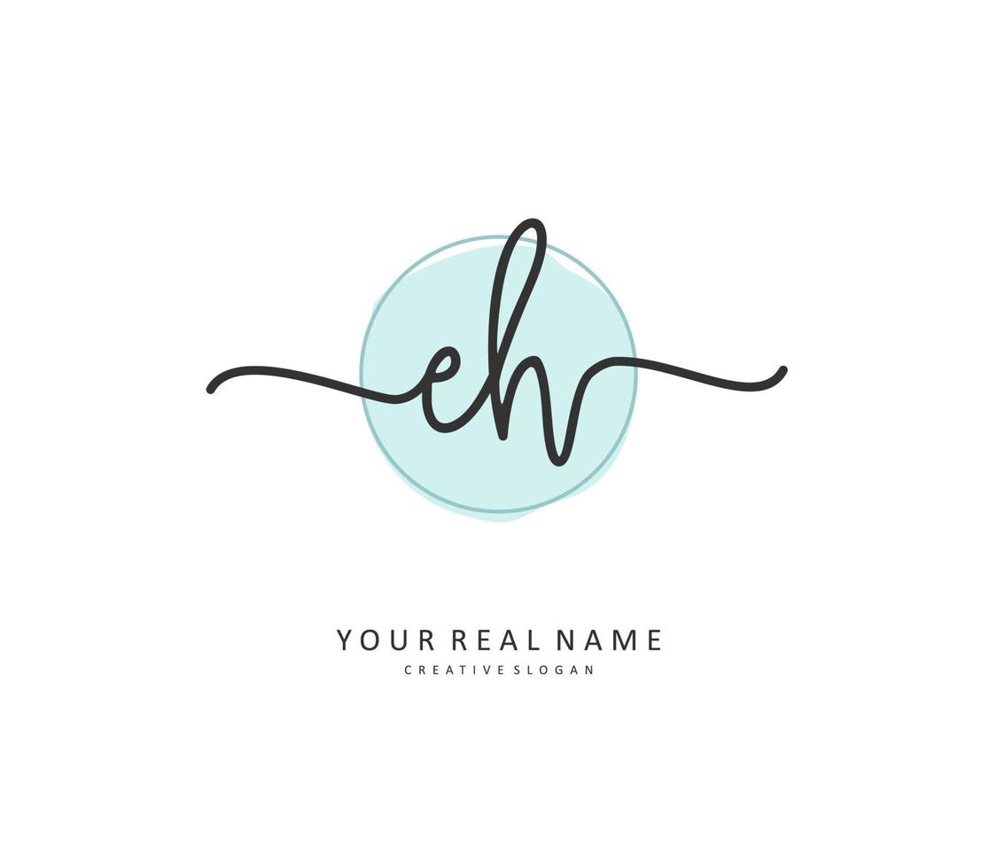 E H EH Initial letter handwriting and  signature logo. A concept handwriting initial logo with template element. vector