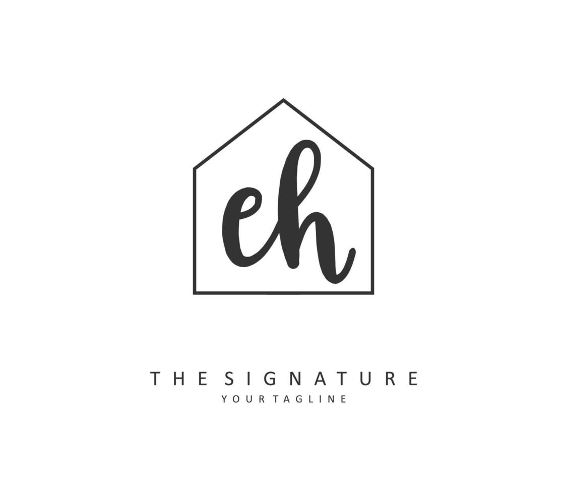 E H EH Initial letter handwriting and  signature logo. A concept handwriting initial logo with template element. vector