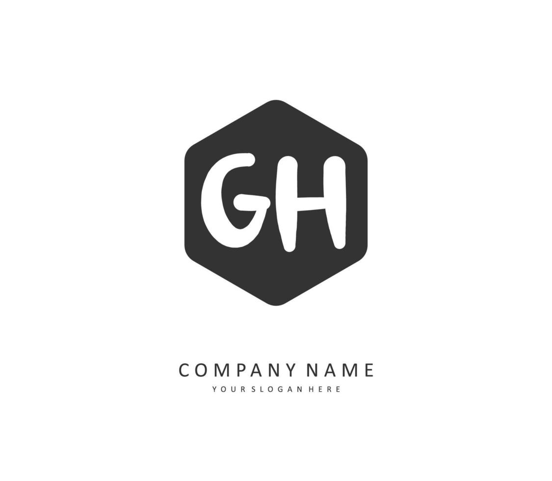 G H GH Initial letter handwriting and  signature logo. A concept handwriting initial logo with template element. vector