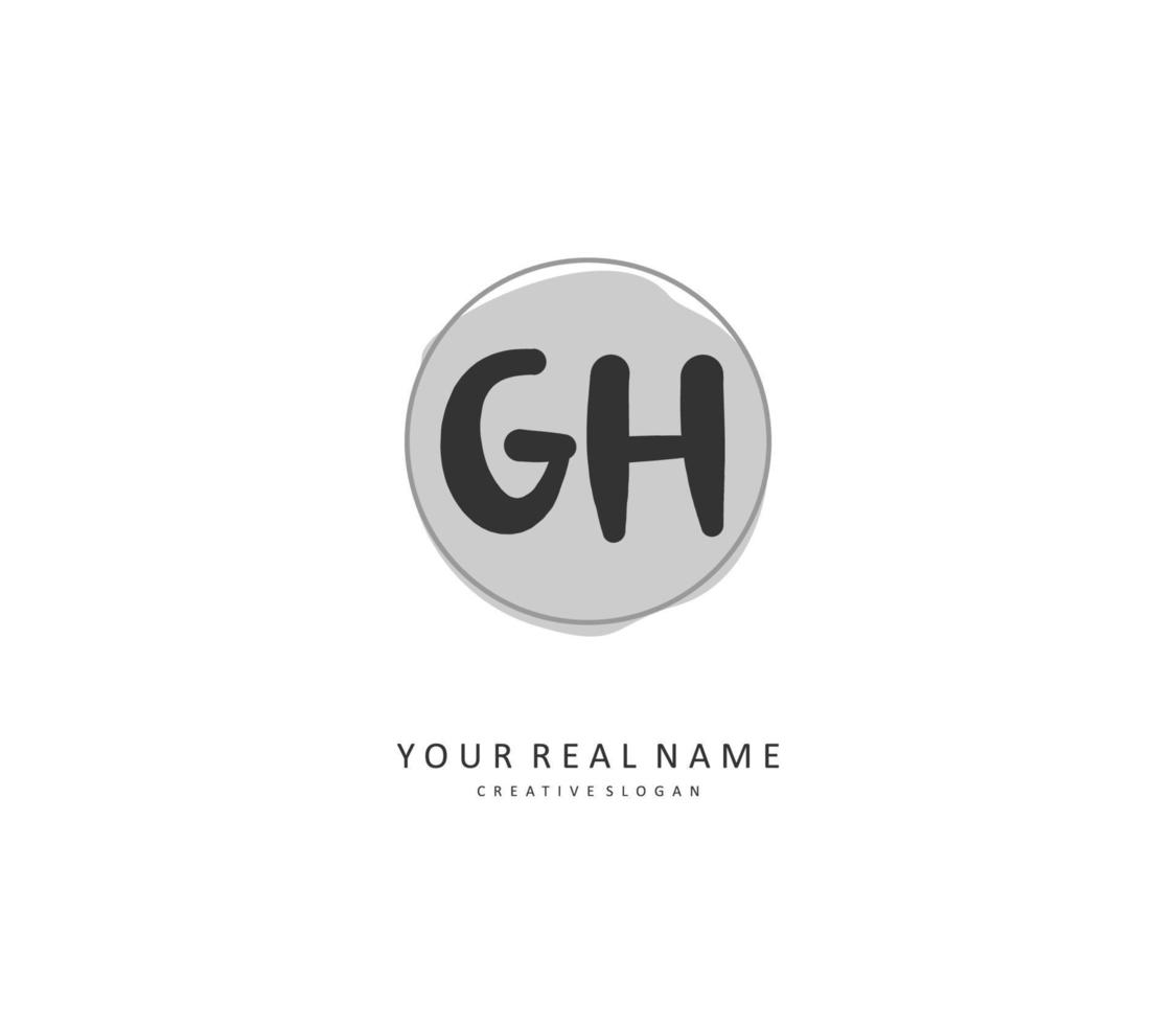 G H GH Initial letter handwriting and  signature logo. A concept handwriting initial logo with template element. vector