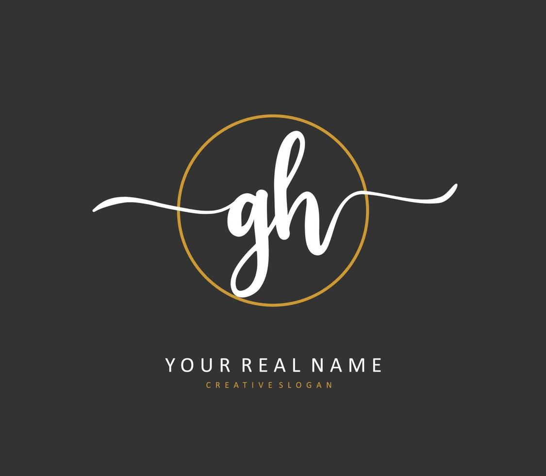 G H GH Initial letter handwriting and  signature logo. A concept handwriting initial logo with template element. vector