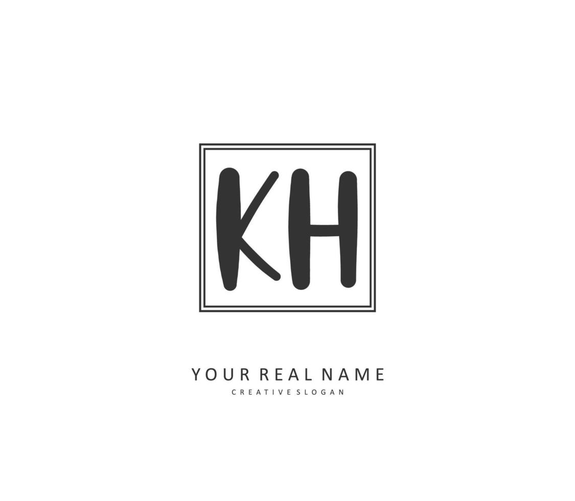 K H KH Initial letter handwriting and  signature logo. A concept handwriting initial logo with template element. vector