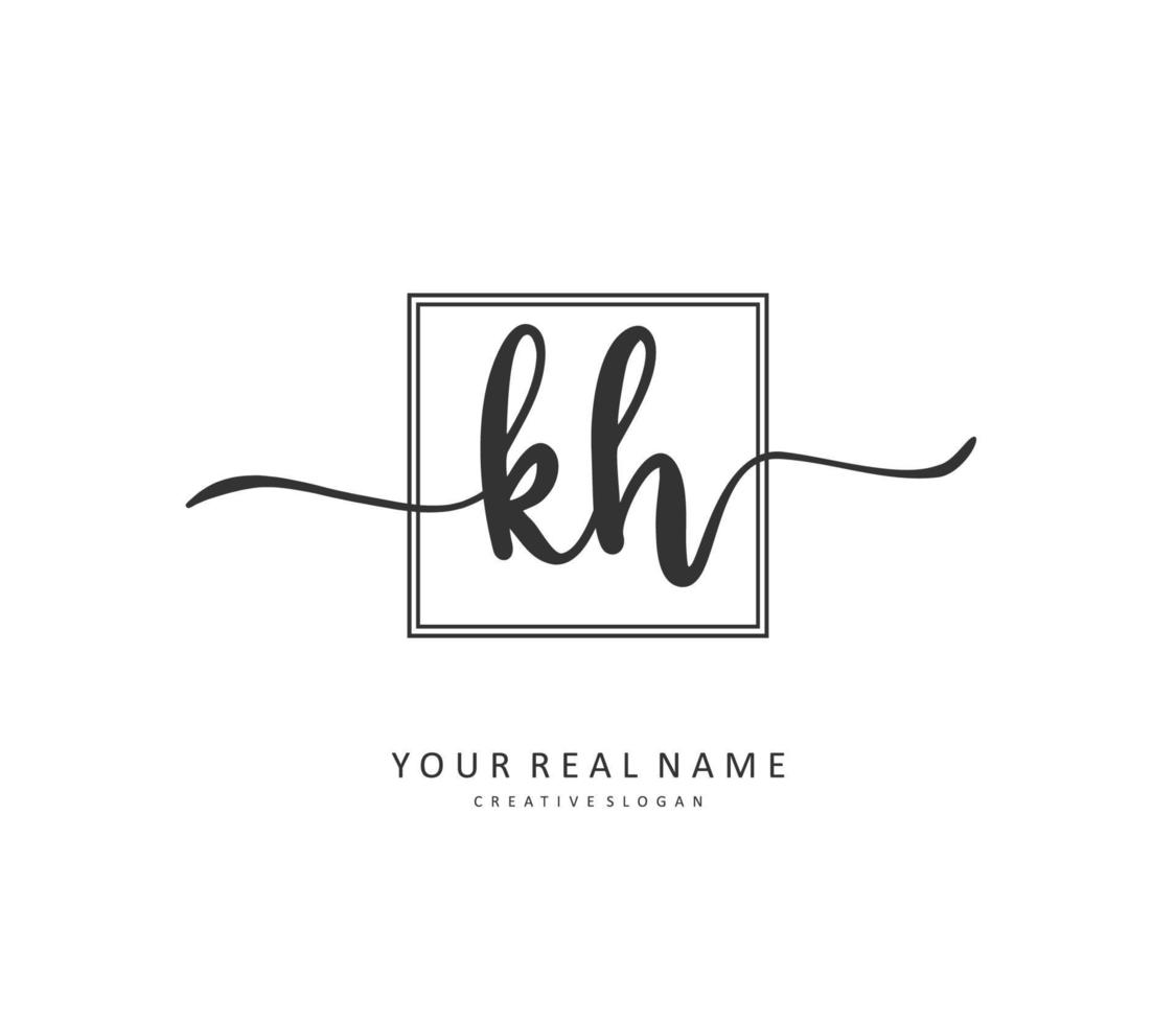 K H KH Initial letter handwriting and  signature logo. A concept handwriting initial logo with template element. vector