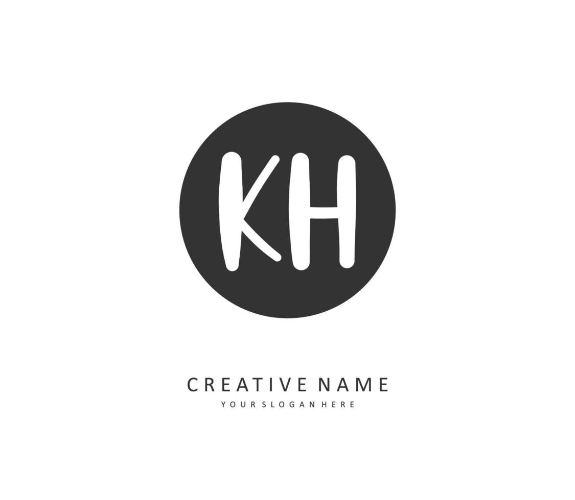 K H KH Initial letter handwriting and  signature logo. A concept handwriting initial logo with template element. vector