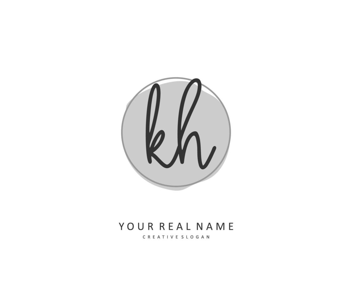 K H KH Initial letter handwriting and  signature logo. A concept handwriting initial logo with template element. vector