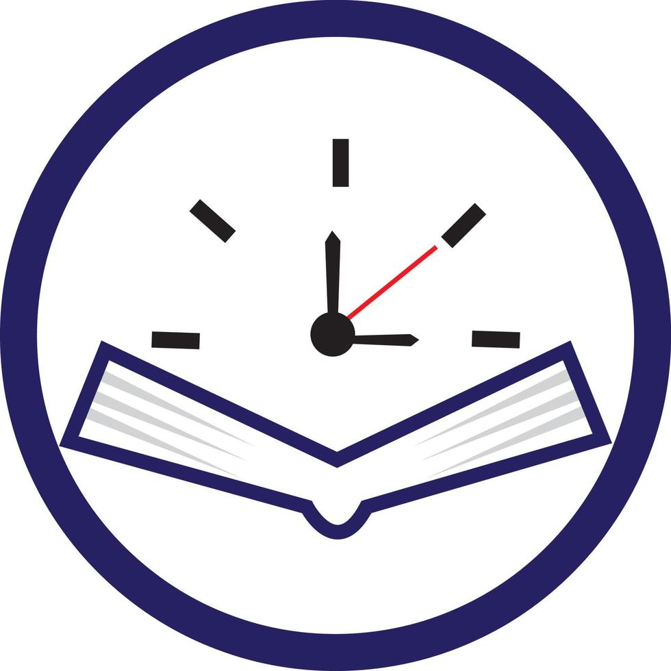 Book Time vector logo template. This design use watch or clock symbol.