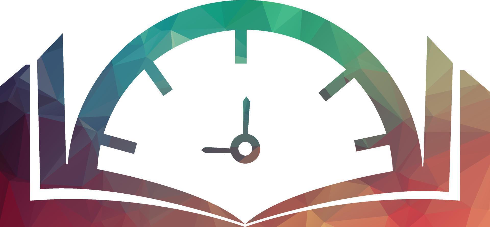 Book Time vector logo template. This design use watch or clock symbol.