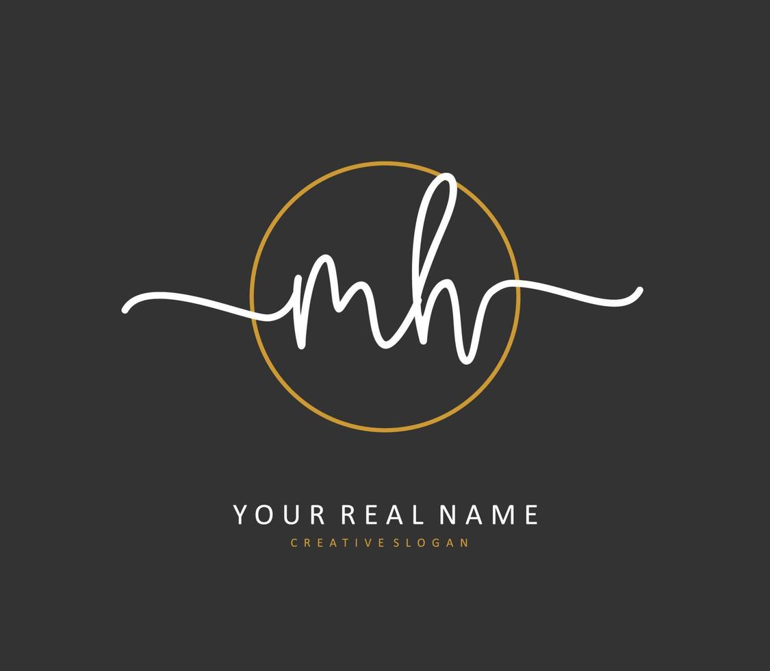 M H MH Initial letter handwriting and  signature logo. A concept handwriting initial logo with template element. vector