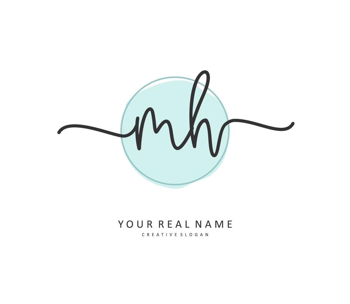 M H MH Initial letter handwriting and  signature logo. A concept handwriting initial logo with template element. vector