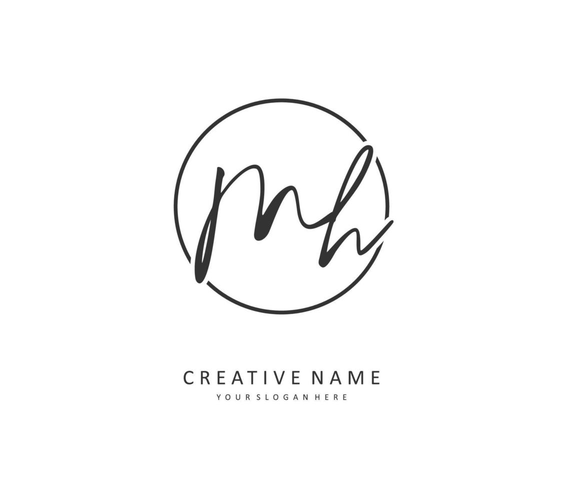 M H MH Initial letter handwriting and  signature logo. A concept handwriting initial logo with template element. vector