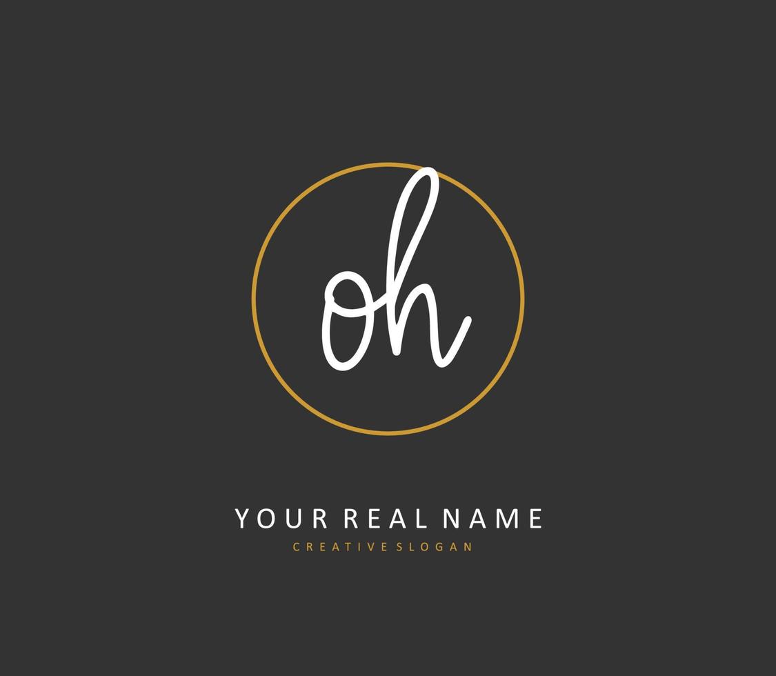 O H OH Initial letter handwriting and  signature logo. A concept handwriting initial logo with template element. vector