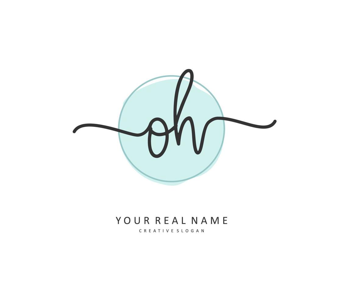 O H OH Initial letter handwriting and  signature logo. A concept handwriting initial logo with template element. vector