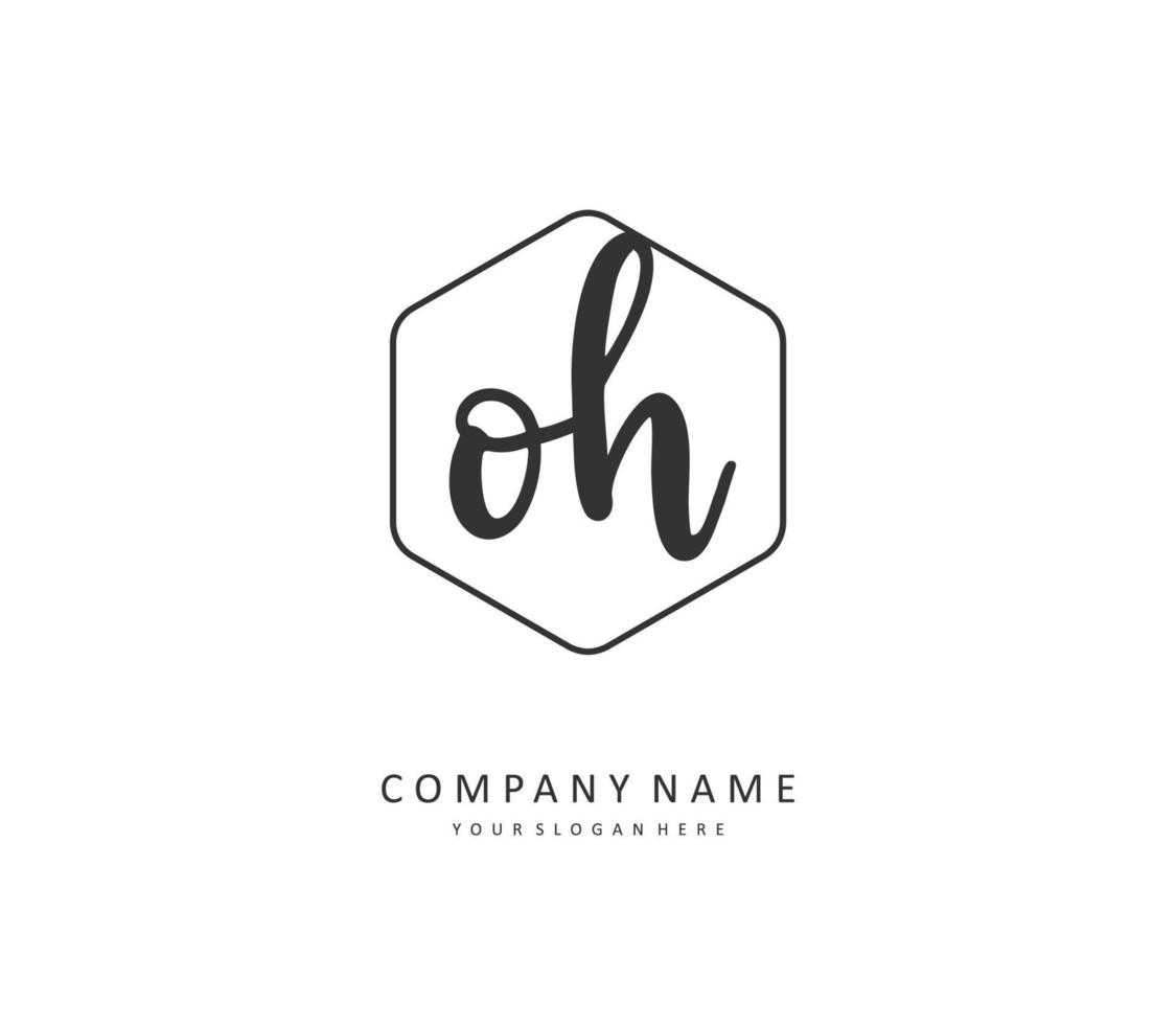 O H OH Initial letter handwriting and  signature logo. A concept handwriting initial logo with template element. vector