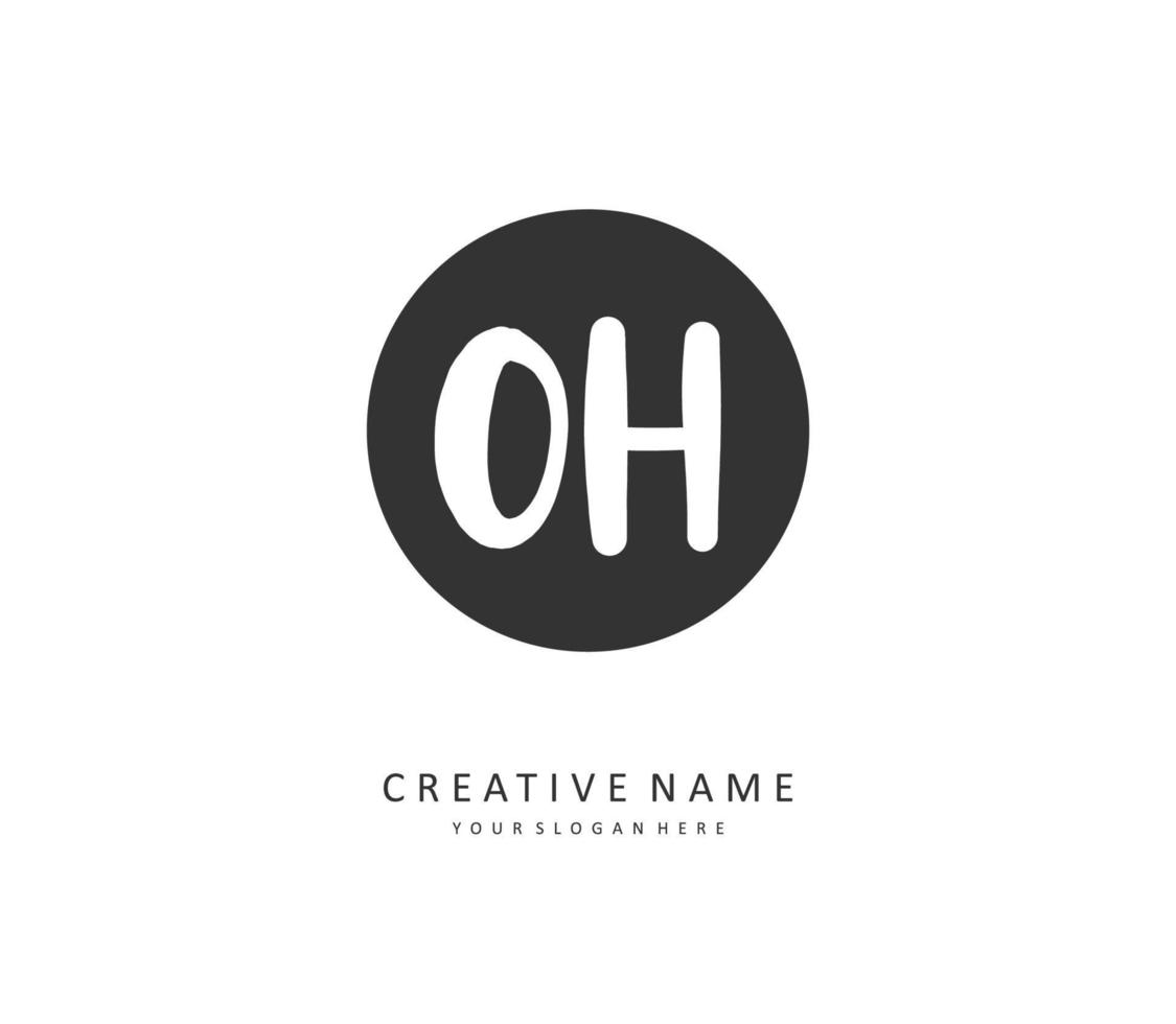 O H OH Initial letter handwriting and  signature logo. A concept handwriting initial logo with template element. vector