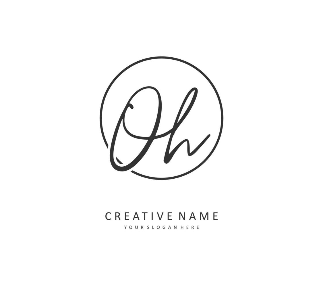 O H OH Initial letter handwriting and signature logo. A concept