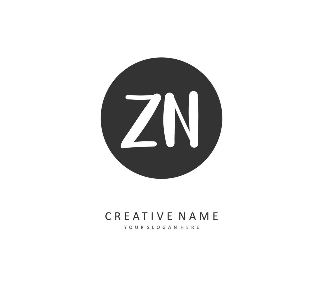 Z N ZN Initial letter handwriting and  signature logo. A concept handwriting initial logo with template element. vector