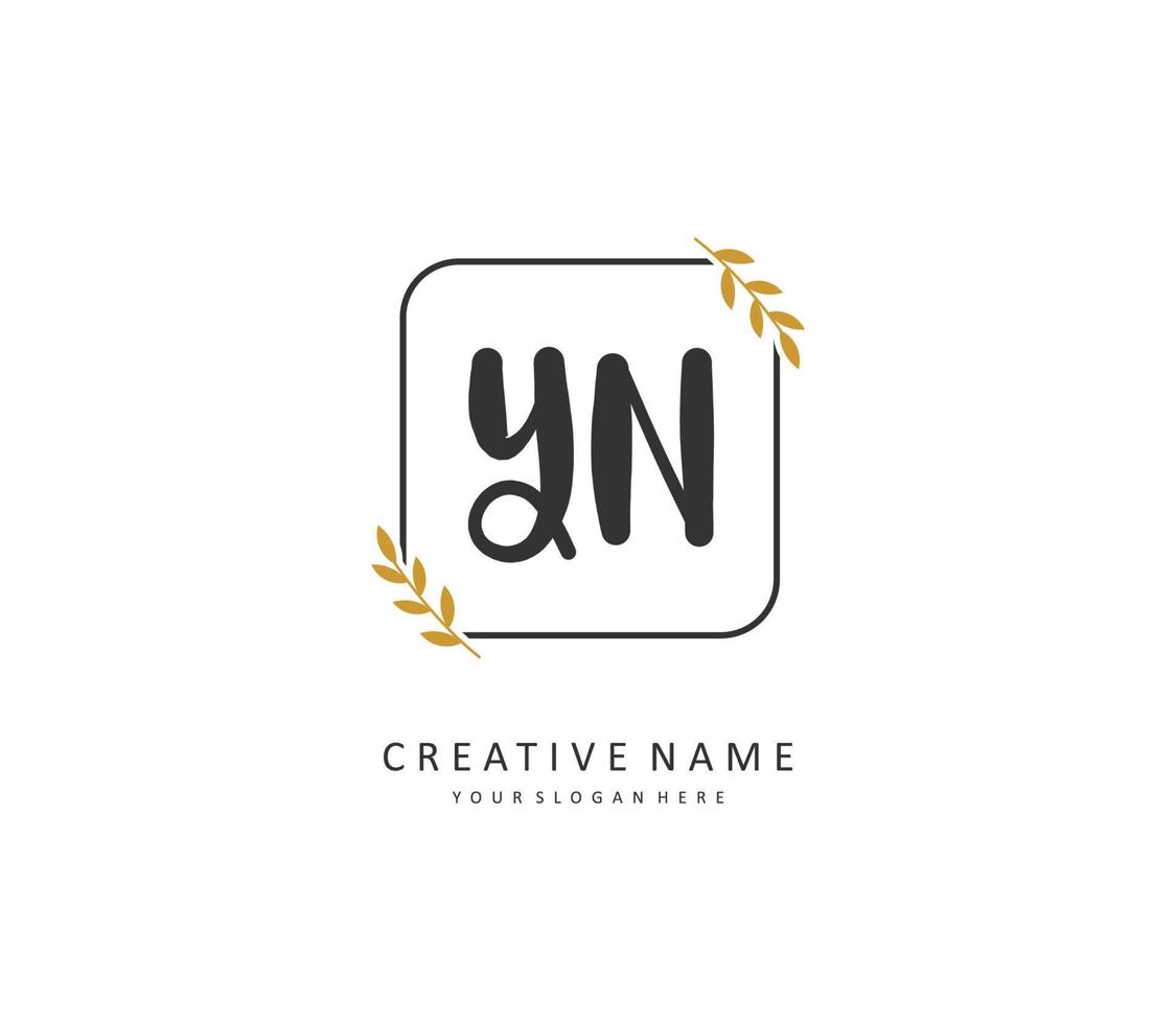 Y N YN Initial letter handwriting and  signature logo. A concept handwriting initial logo with template element. vector