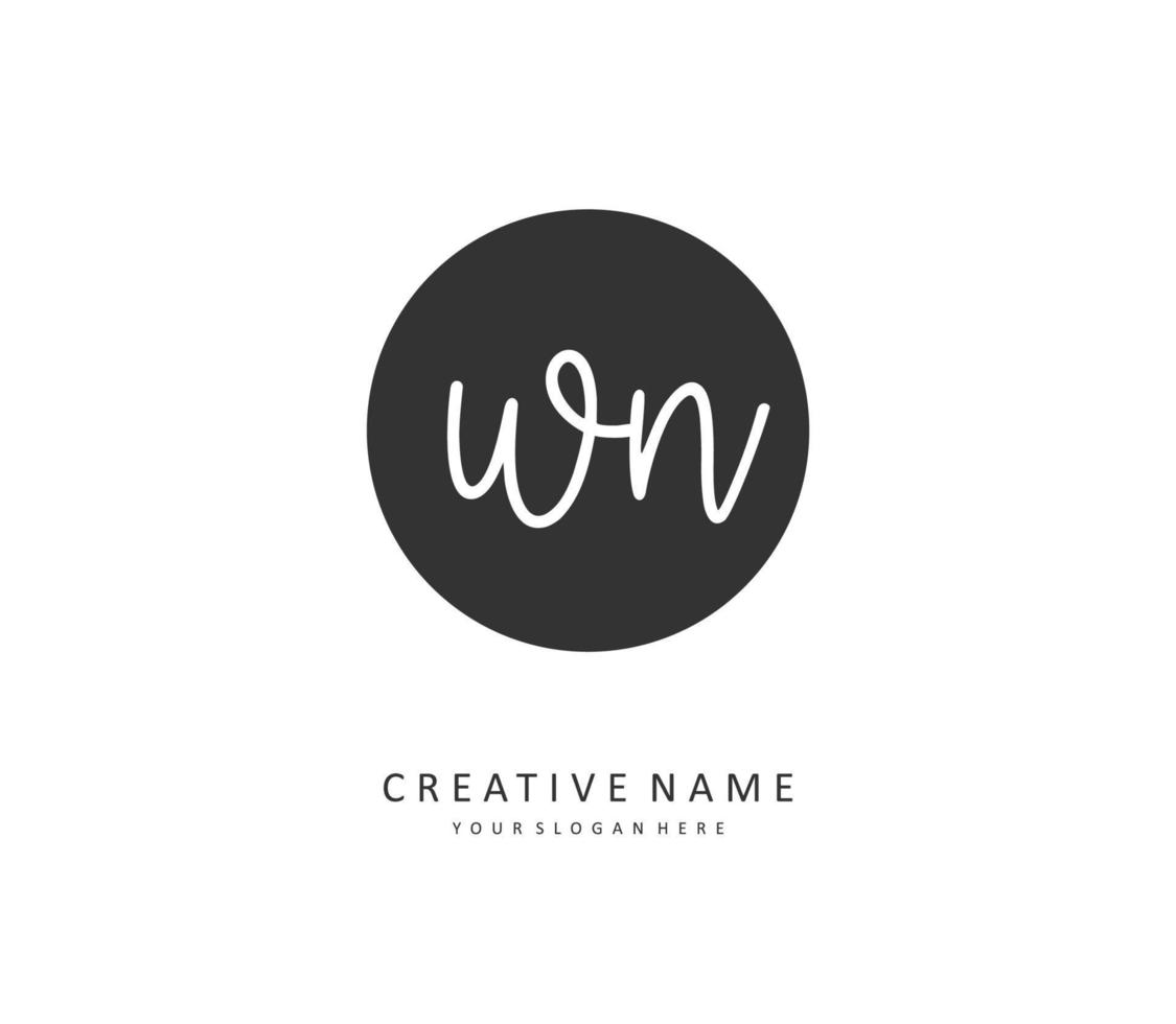 W N WN Initial letter handwriting and  signature logo. A concept handwriting initial logo with template element. vector