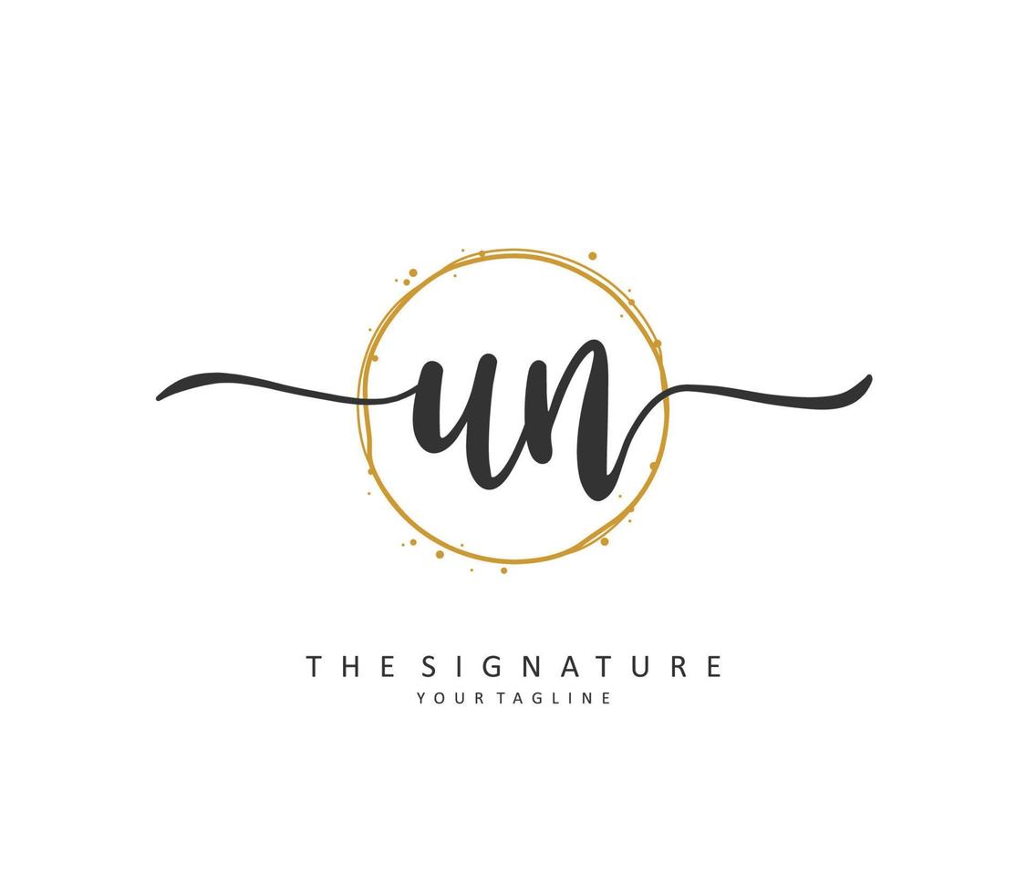 U N UN Initial letter handwriting and  signature logo. A concept handwriting initial logo with template element. vector