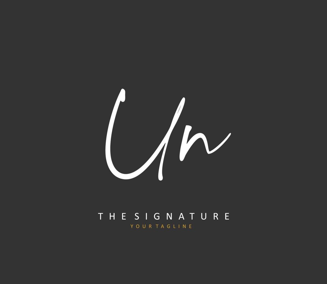 U N UN Initial letter handwriting and  signature logo. A concept handwriting initial logo with template element. vector