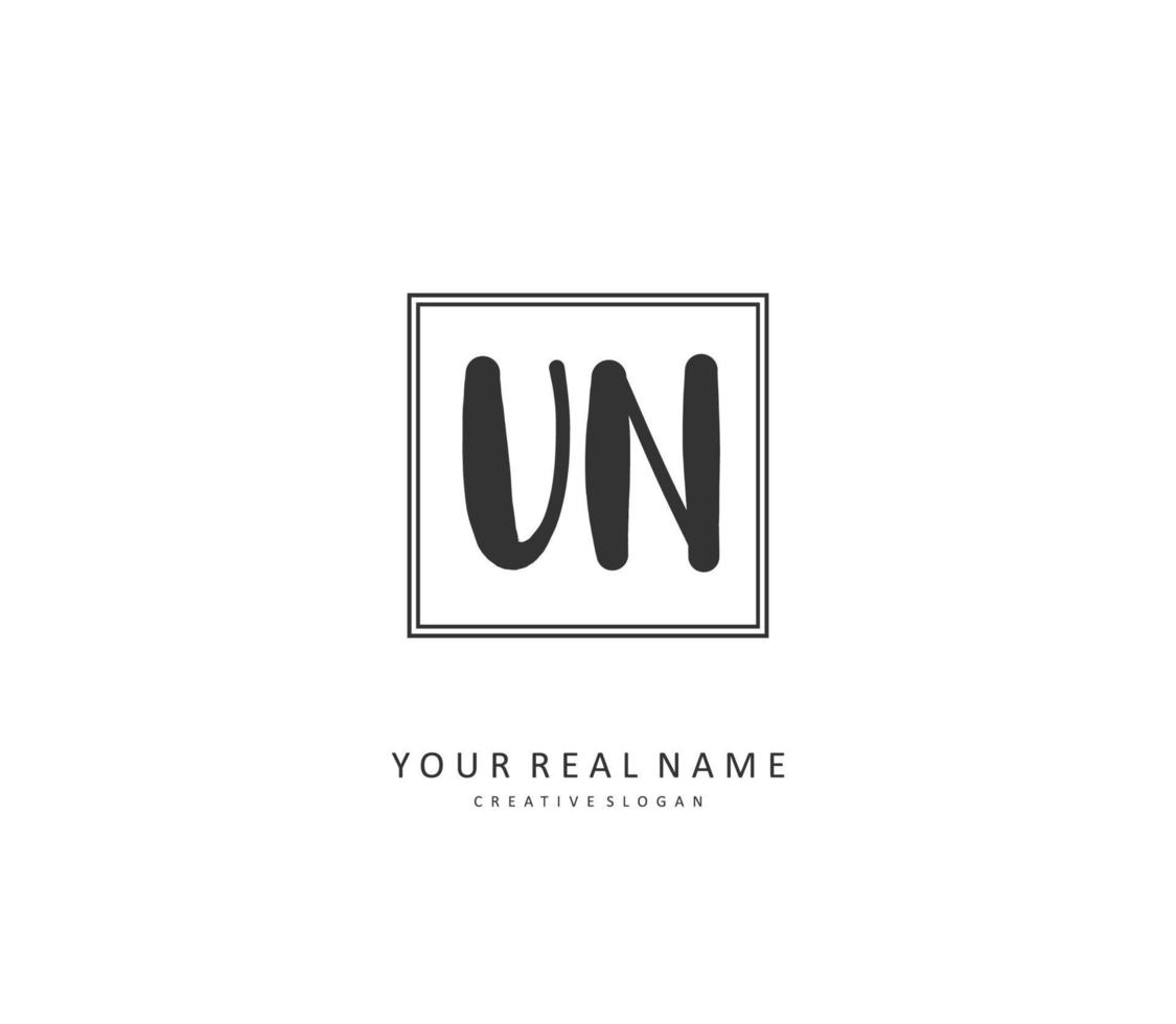 U N UN Initial letter handwriting and  signature logo. A concept handwriting initial logo with template element. vector