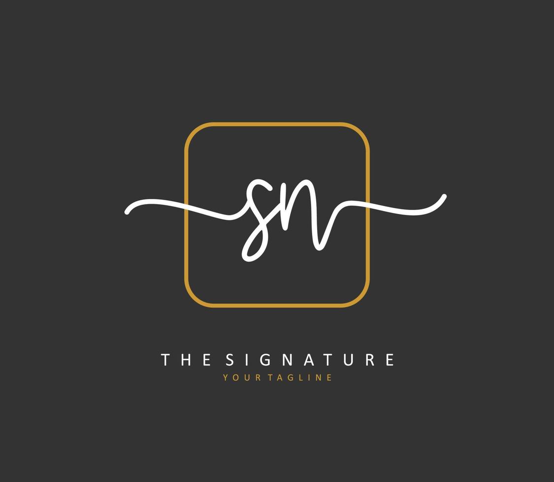 S N SN Initial letter handwriting and  signature logo. A concept handwriting initial logo with template element. vector