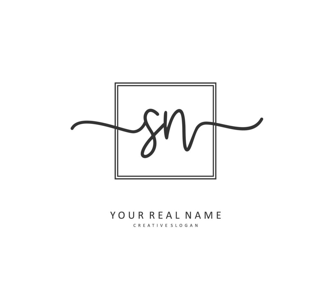 S N SN Initial letter handwriting and  signature logo. A concept handwriting initial logo with template element. vector