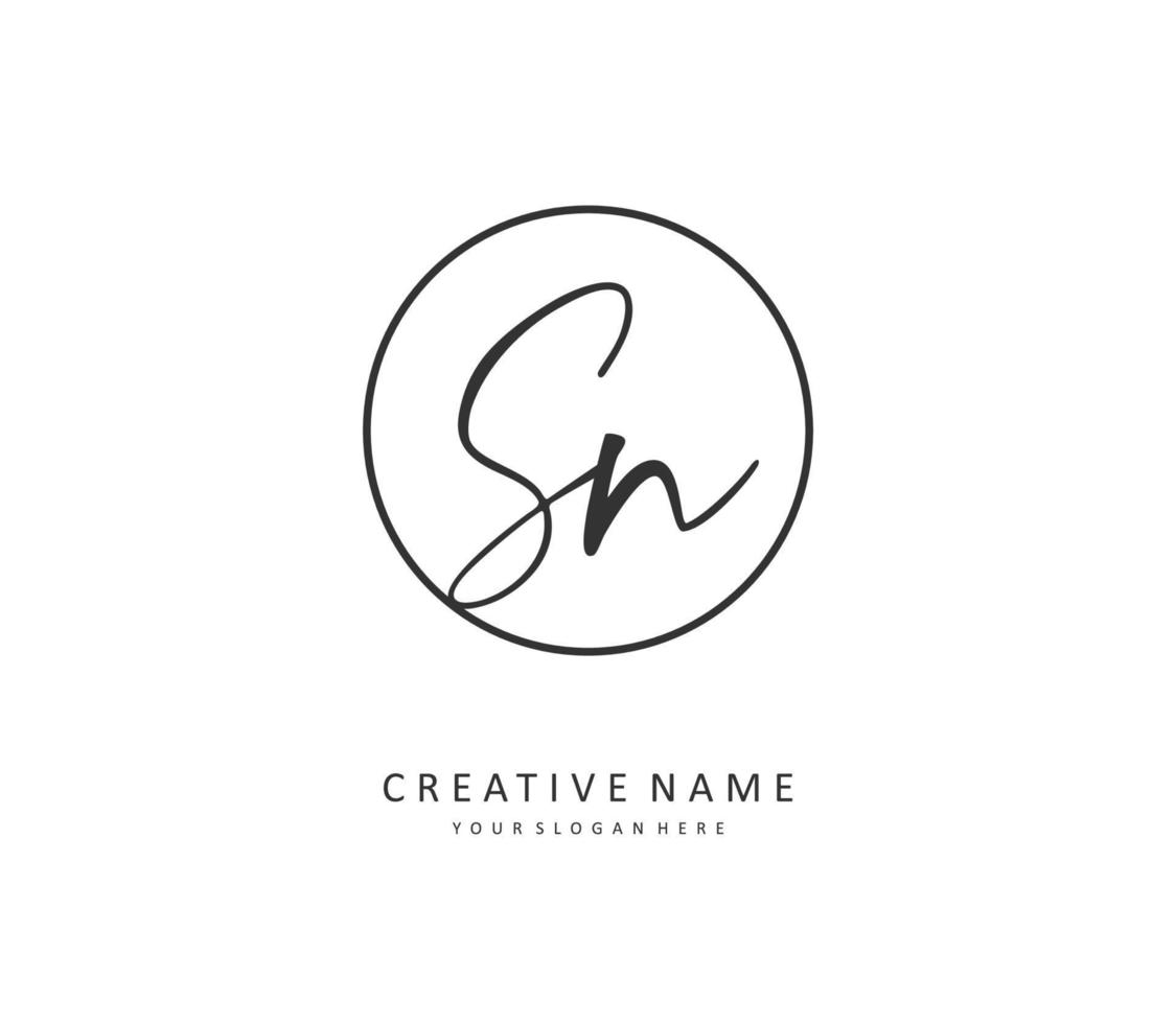 S N SN Initial letter handwriting and  signature logo. A concept handwriting initial logo with template element. vector