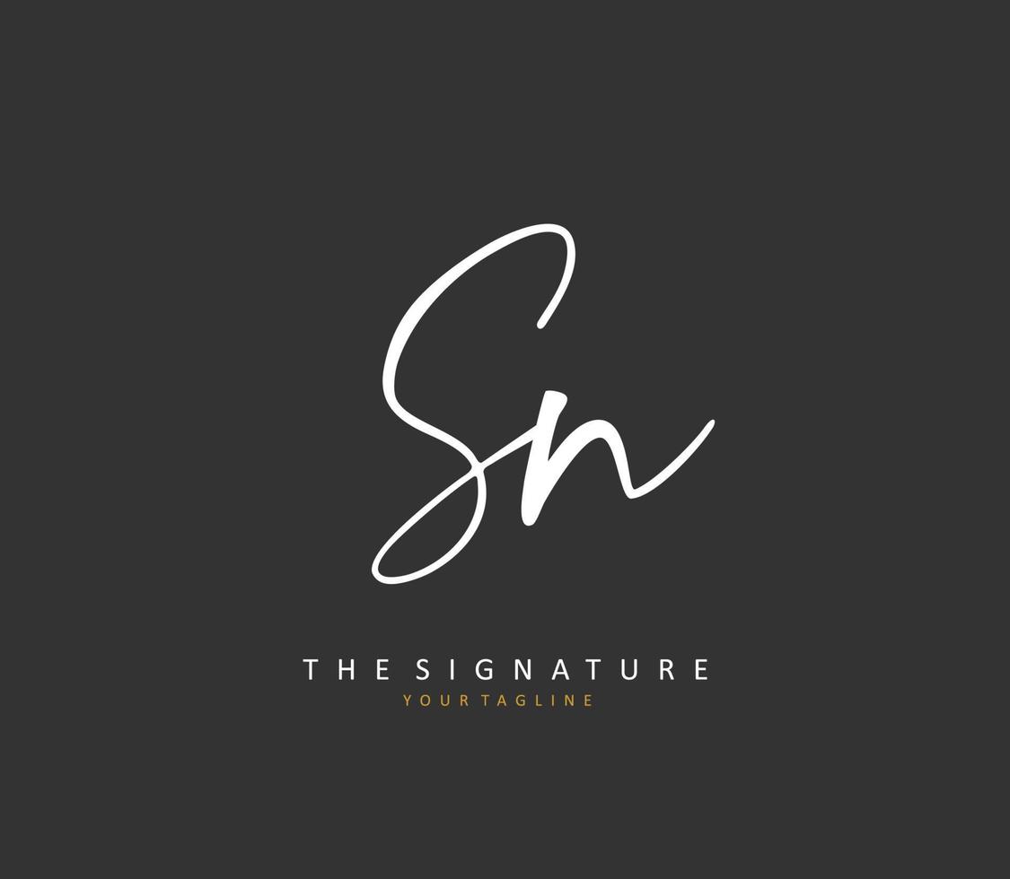 S N SN Initial letter handwriting and  signature logo. A concept handwriting initial logo with template element. vector