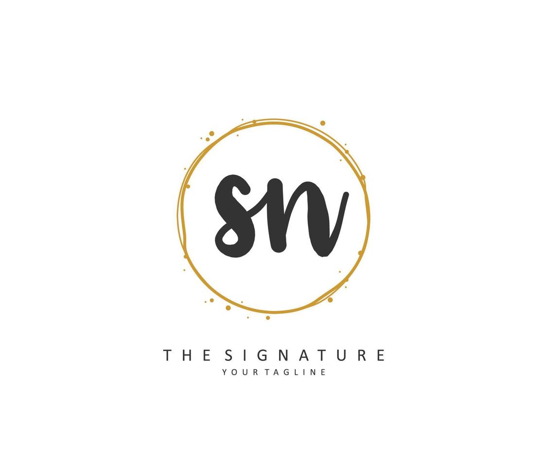 S N SN Initial letter handwriting and  signature logo. A concept handwriting initial logo with template element. vector