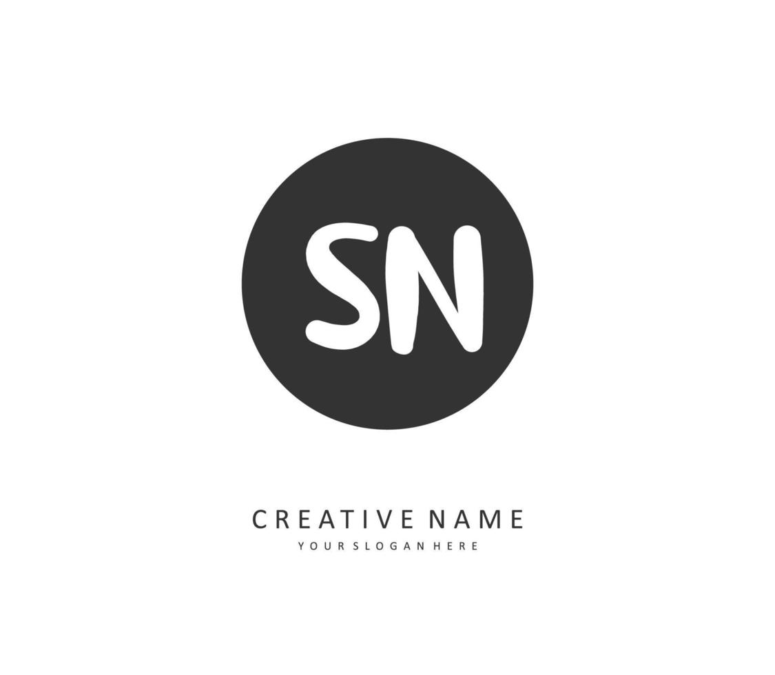 S N SN Initial letter handwriting and  signature logo. A concept handwriting initial logo with template element. vector