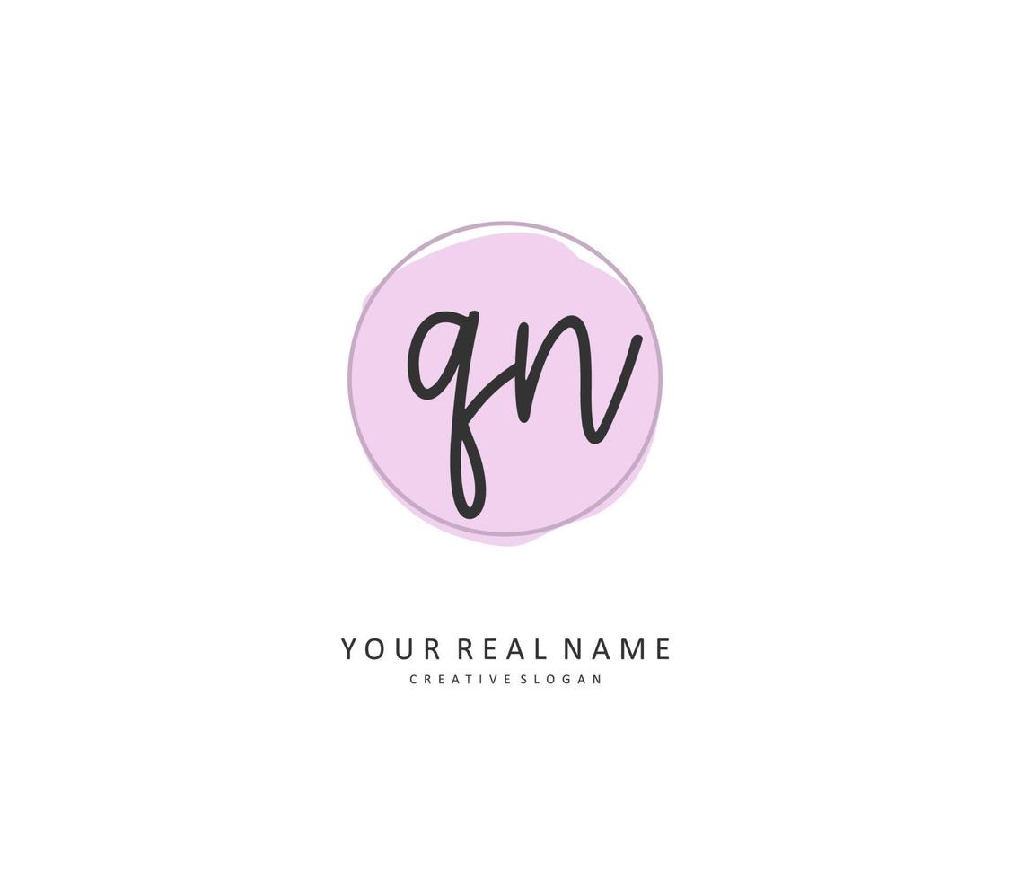 Q N QN Initial letter handwriting and  signature logo. A concept handwriting initial logo with template element. vector