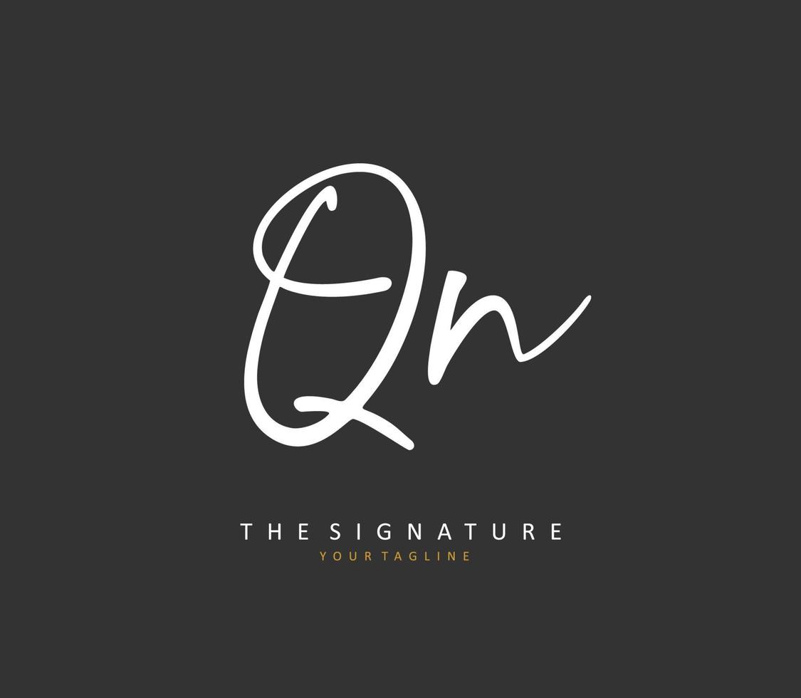Q N QN Initial letter handwriting and  signature logo. A concept handwriting initial logo with template element. vector