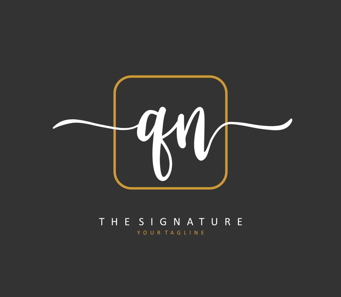 Q N QN Initial letter handwriting and  signature logo. A concept handwriting initial logo with template element. vector