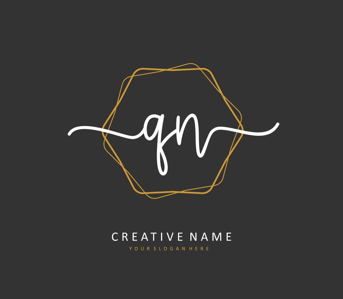 Q N QN Initial letter handwriting and  signature logo. A concept handwriting initial logo with template element. vector