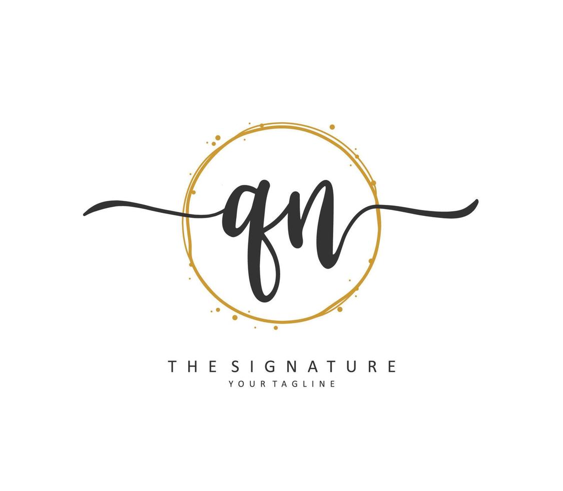 Q N QN Initial letter handwriting and  signature logo. A concept handwriting initial logo with template element. vector