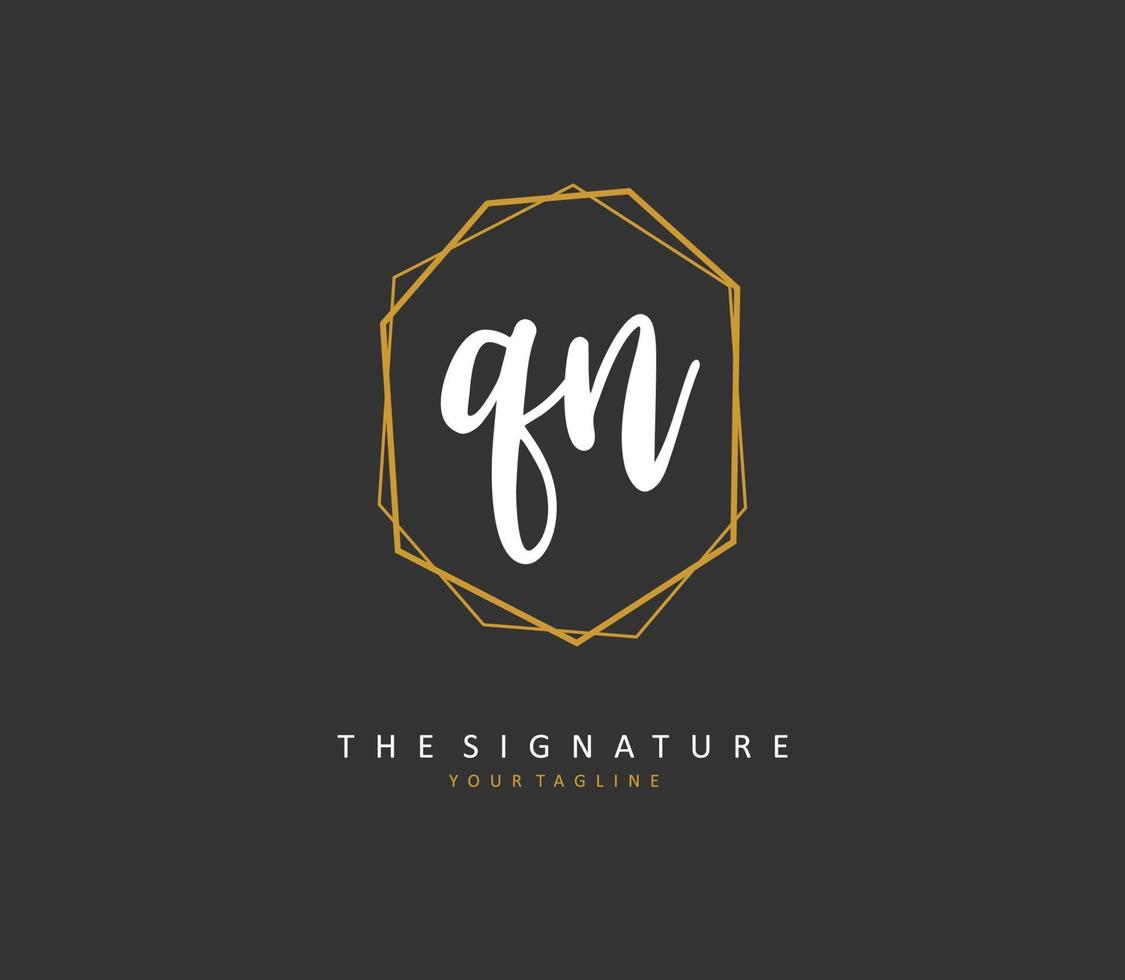 Q N QN Initial letter handwriting and  signature logo. A concept handwriting initial logo with template element. vector
