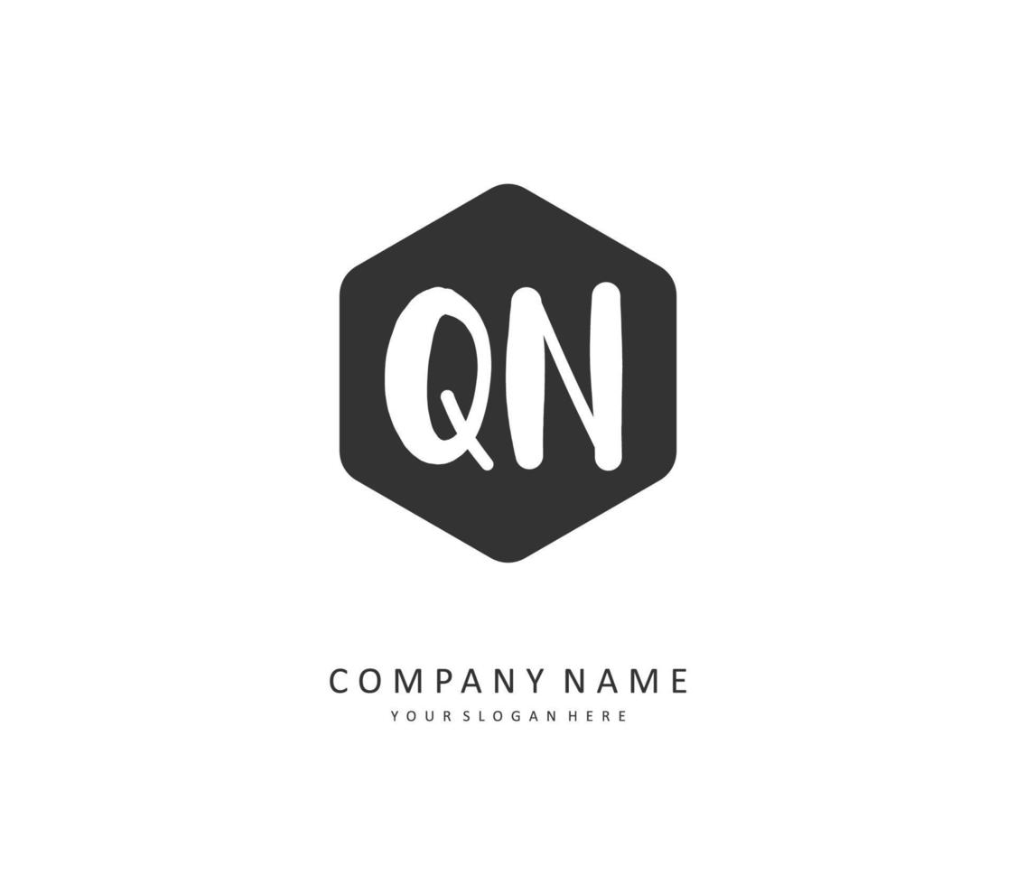 Q N QN Initial letter handwriting and  signature logo. A concept handwriting initial logo with template element. vector