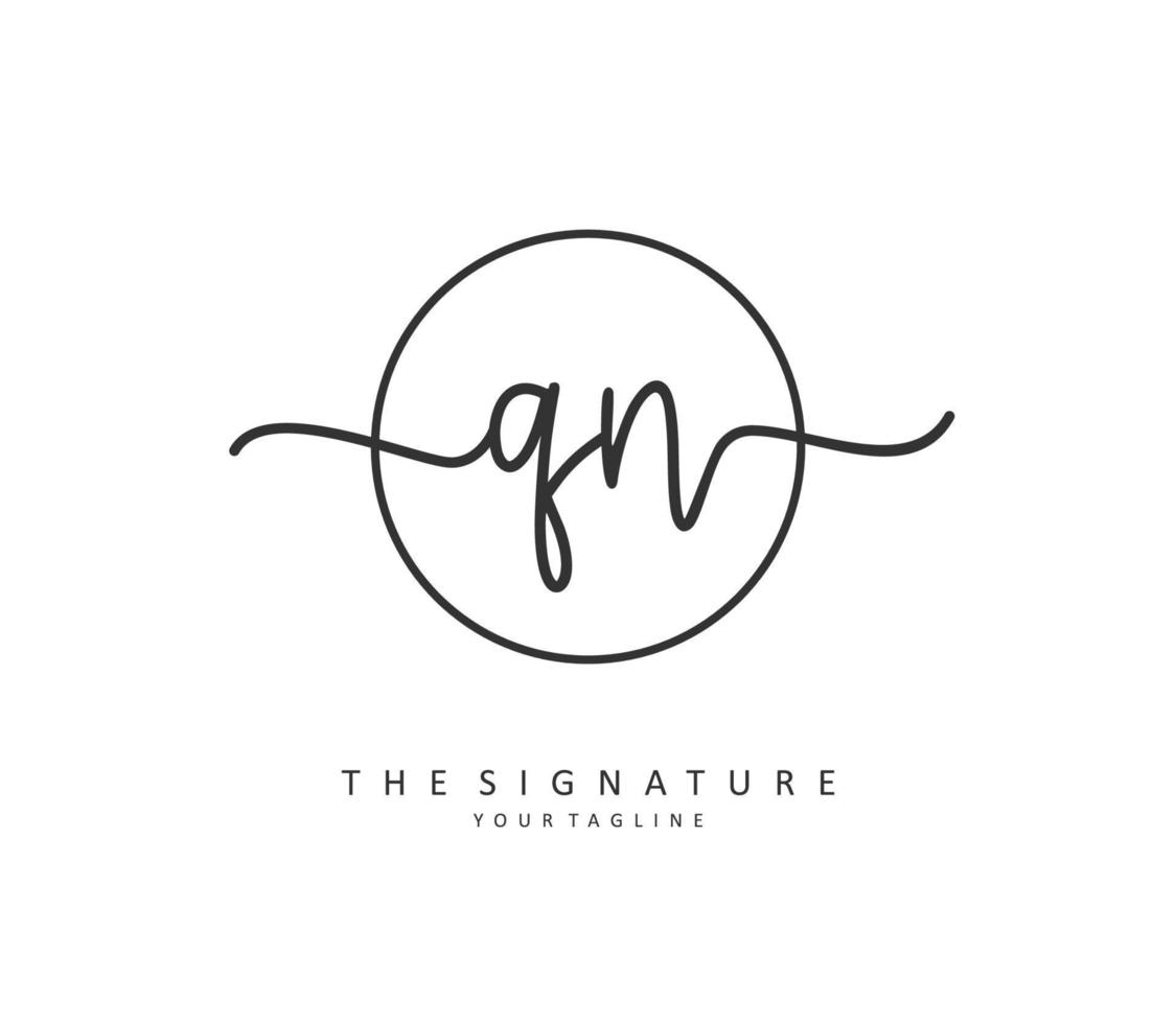 Q N QN Initial letter handwriting and  signature logo. A concept handwriting initial logo with template element. vector