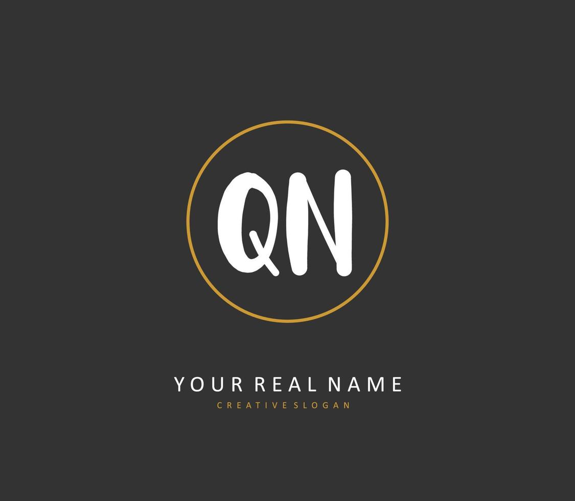Q N QN Initial letter handwriting and  signature logo. A concept handwriting initial logo with template element. vector