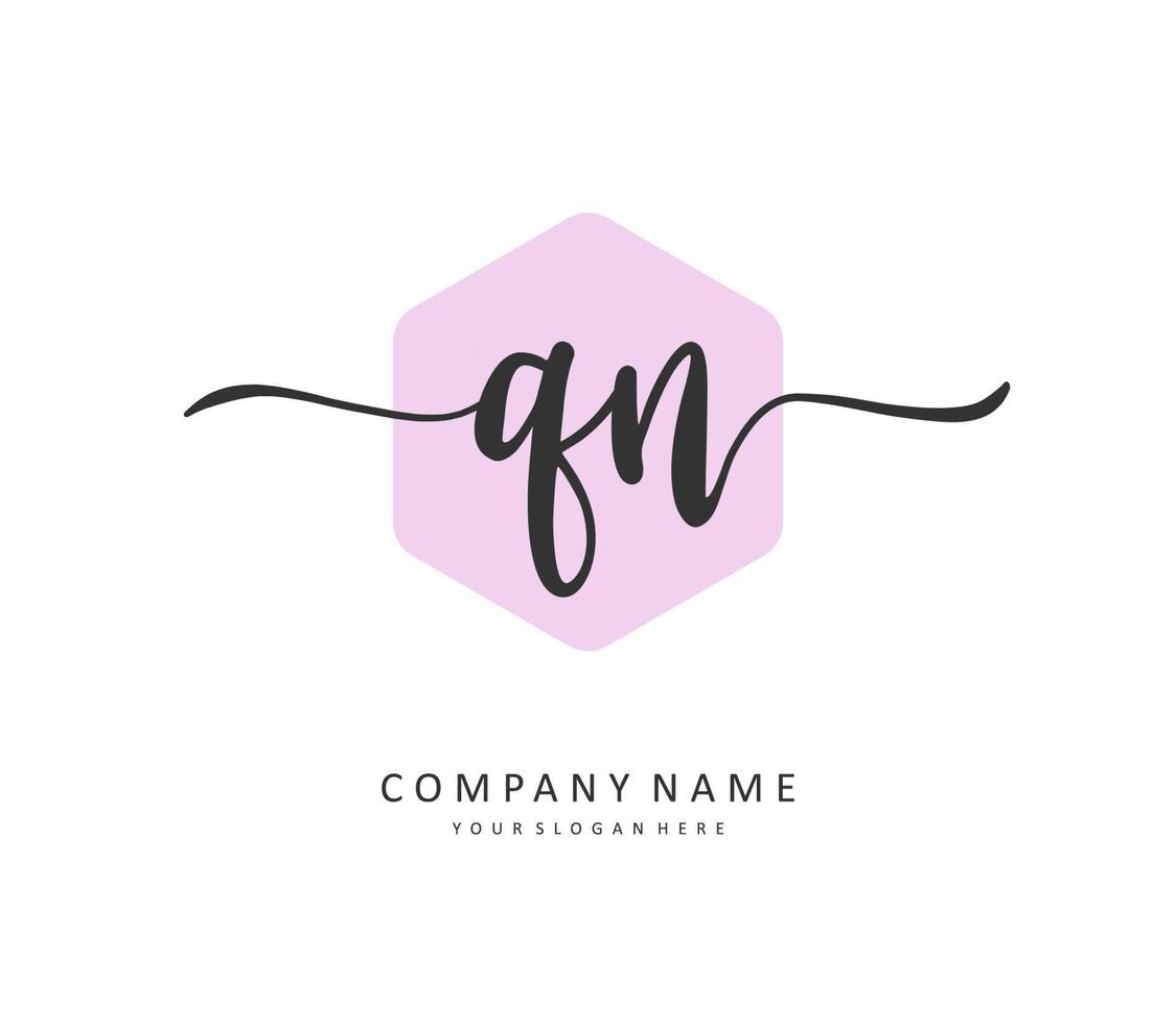 Q N QN Initial letter handwriting and  signature logo. A concept handwriting initial logo with template element. vector