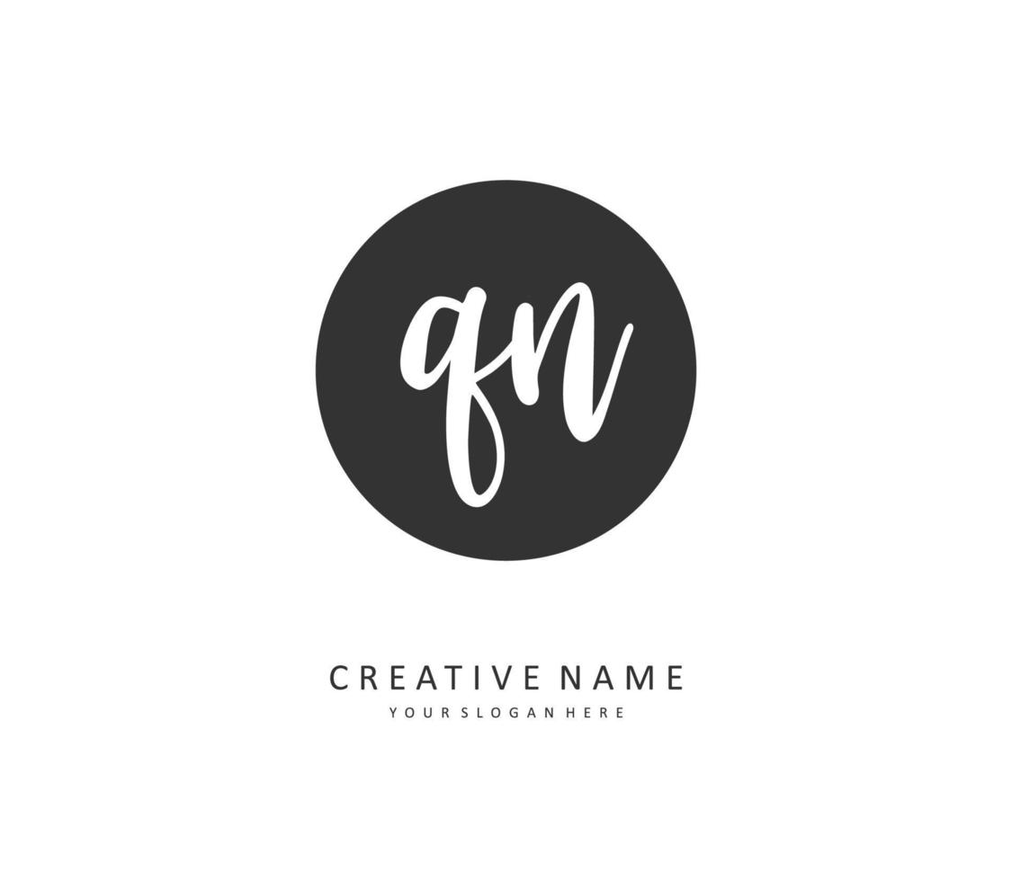 Q N QN Initial letter handwriting and  signature logo. A concept handwriting initial logo with template element. vector