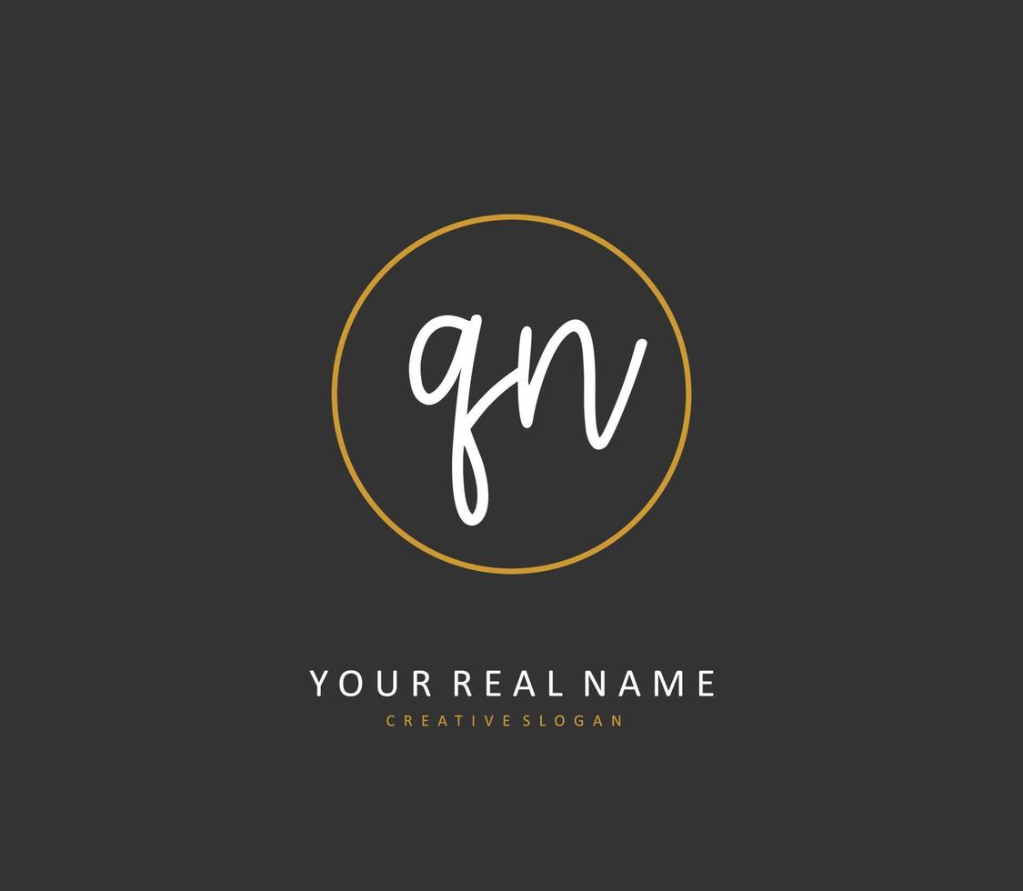 Q N QN Initial letter handwriting and  signature logo. A concept handwriting initial logo with template element. vector