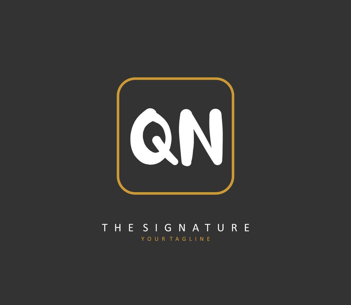 Q N QN Initial letter handwriting and  signature logo. A concept handwriting initial logo with template element. vector